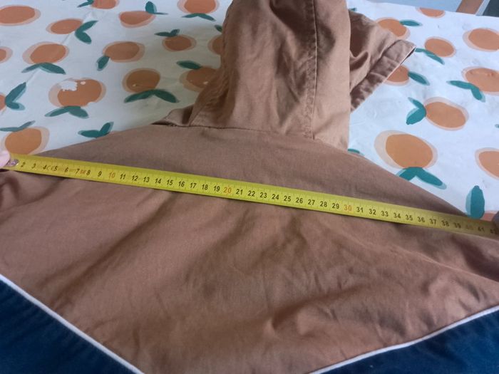 Manteau fourré d'hiver avec bandes marron, blanche, bleu marine foncé à capuche" Bizzbee" taille XS - photo numéro 19