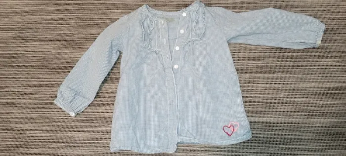 Chemise à carreaux très fins bleu et blanc