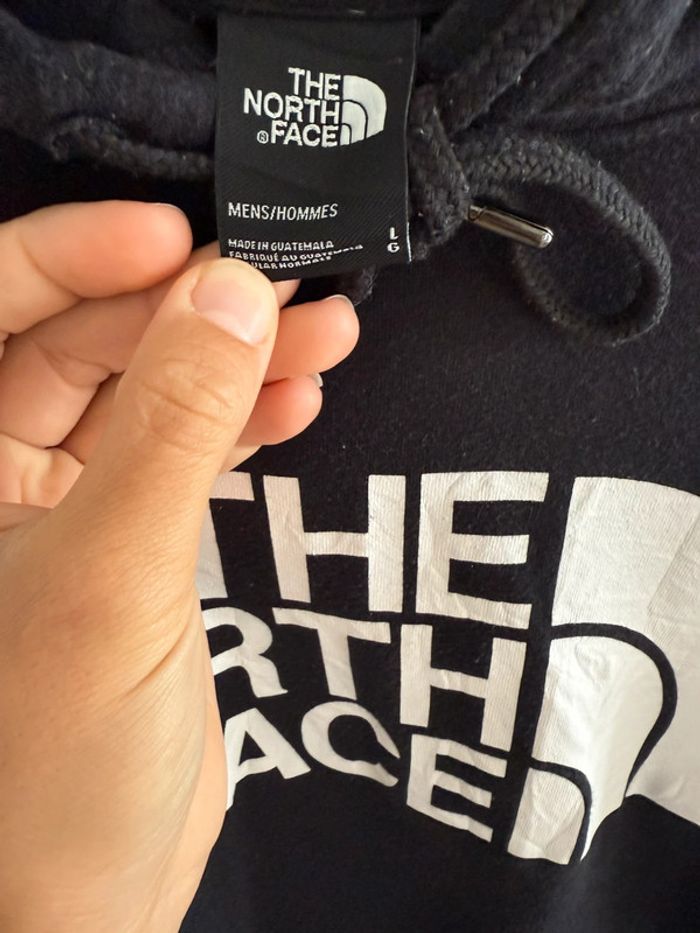 Pull / Sweat à capuche The North Face taille L couleur noir logo blanc - photo numéro 3