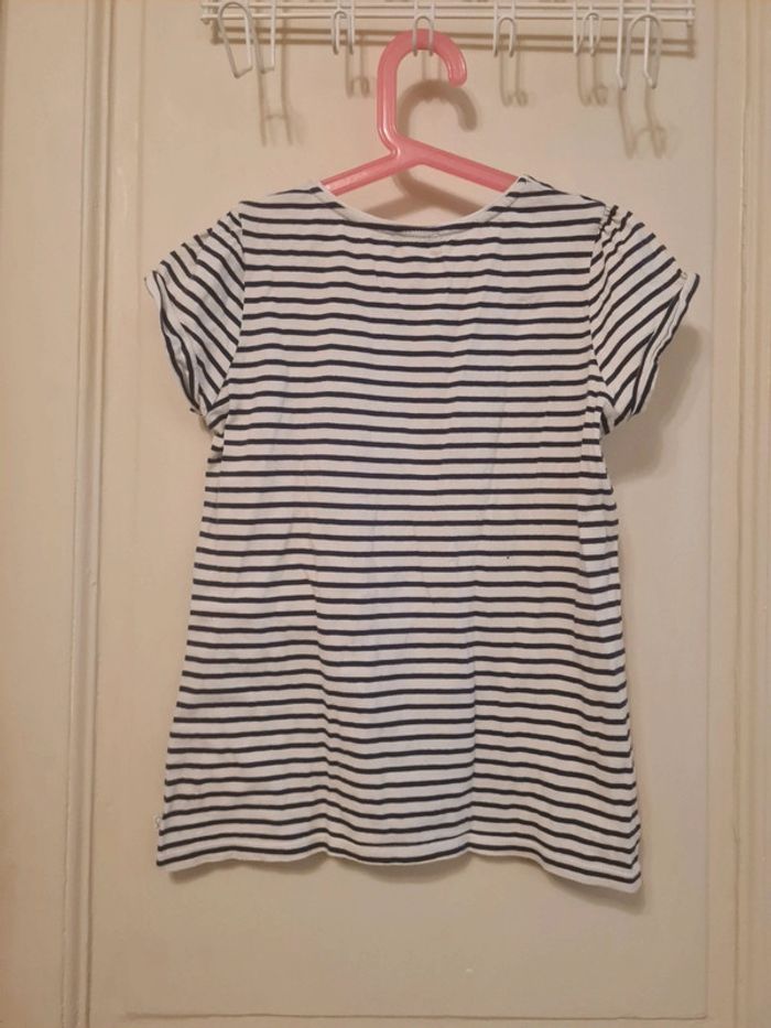 Tee shirt rayé bleu Okaïdi taille 12 ans - photo numéro 3