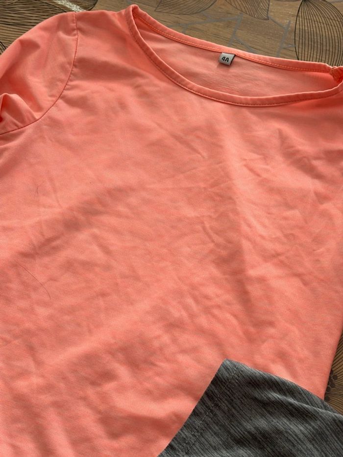 T-shirt manches longues orange cœur 4 ans - photo numéro 3