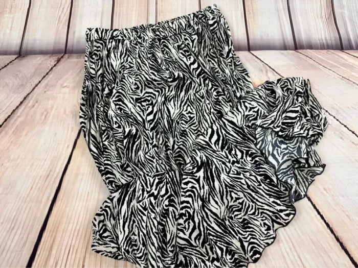 Jupe longue chic et élégante plissée légère et fluide Papillonne - L - motif zèbre