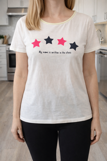 T-shirt Femme manche courte Jaune coupe droite en coton Taille M / 38 (F610)