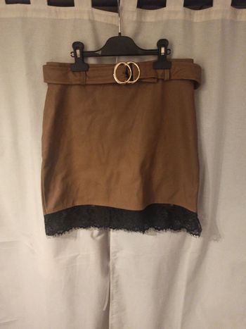 Jupe simili cuir marron