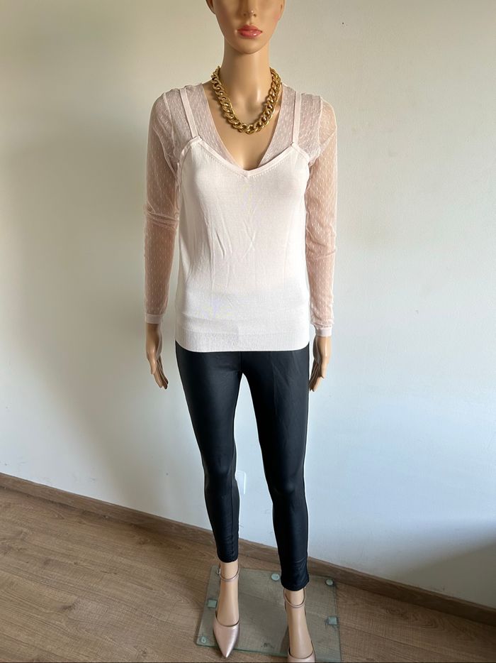 Pull rose clair neuf avec plumetis Morgan taille XS (valeur 40€) - photo numéro 3