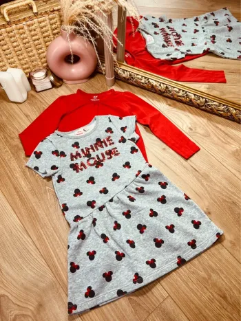 Taille 3 ans tenue 2 pièces fille Disney H&M gris et rouge * Minnie * 🩷