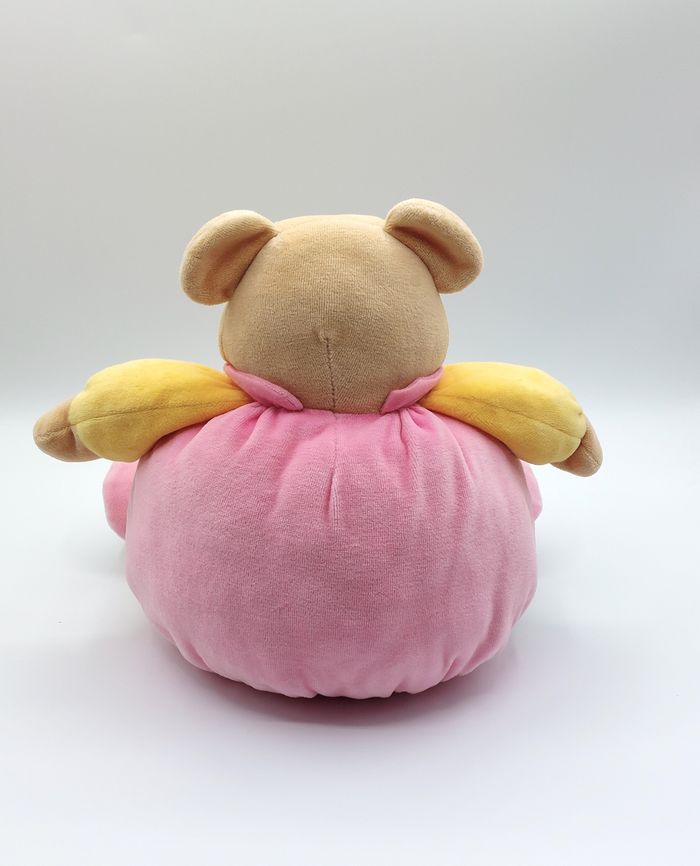 Peluche doudou boule ours jaune rose bleu MGM Dodo d’amour formes rond carré triangle grelot 24 cm - photo numéro 2