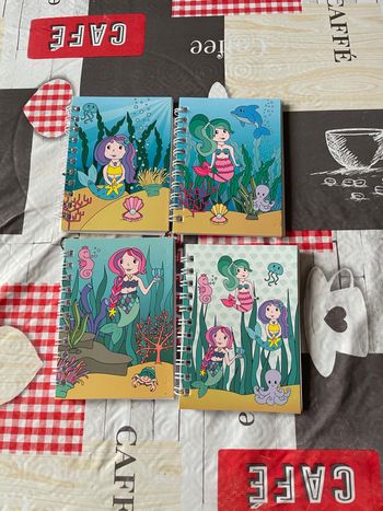 Lot de 4 petits carnets sirènes.