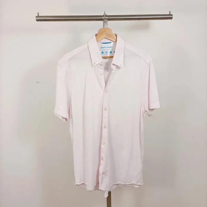Chemise rose pâle manches courtes Pierre Cardin – modern fit – taille L A1009