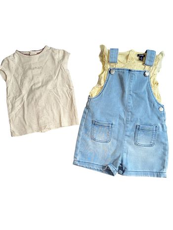Lot été tee shirt salopette short bébé fille 9/12 mois