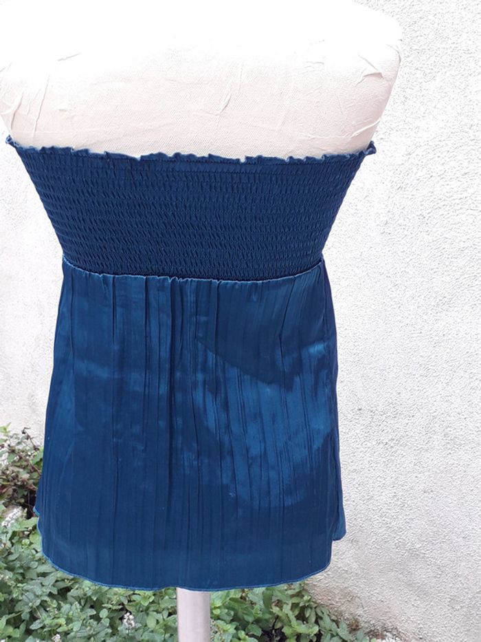 Top bustier satiné vert émeraude sans bretelles - photo numéro 3