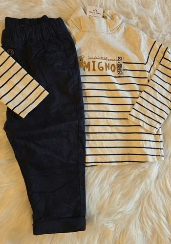 Neufs (non portés) 🏷🏷🤩😍 superbe ensemble sous pull et pantalon doublé 23mois Garçon 😍🤩💙