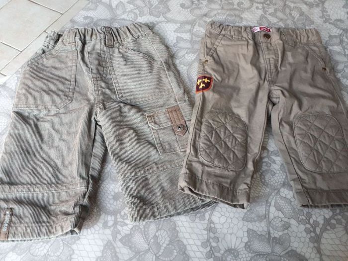 Pantalons coton et velours taupe