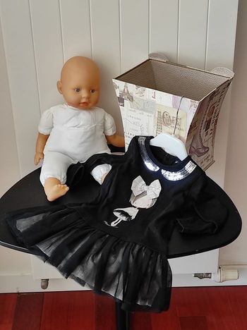 Jolie robe bi-matière bébé fille 18 mois – Tulle & coton