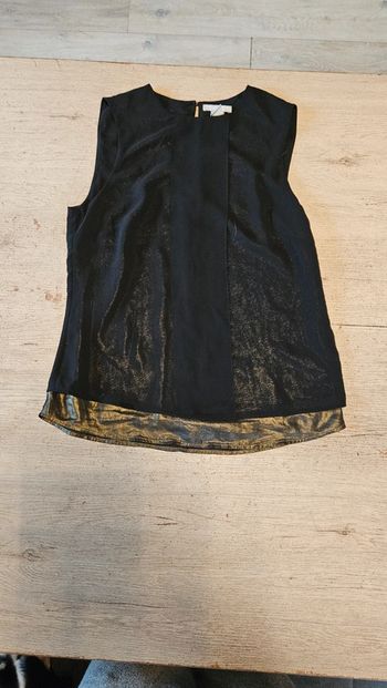 Blouse de fête sans manche noire avec doublure doré, H&M, taille S, nickel