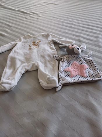 doudou plat et pyjama 1 pièce neufs sans étiquette pour naissance