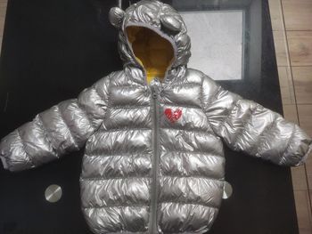 Blouson manteau doudoune argenté petites oreilles