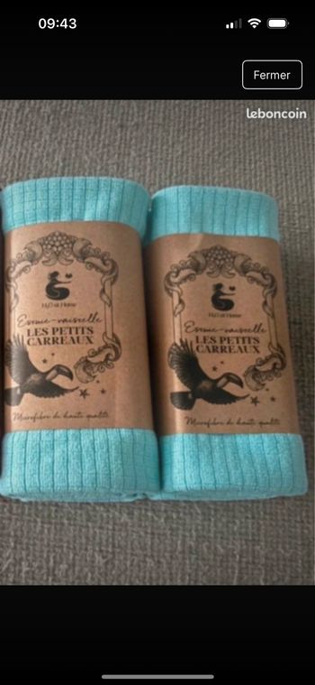 2 torchons petits carreaux  H2o neuf