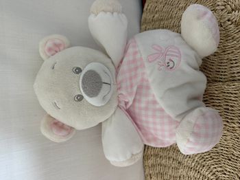Doudou ours rose blanc abeille GIPSY