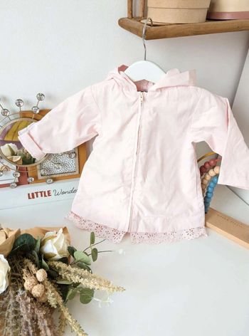 Veste  caban Lili gaufrette  6mois  rose  ajouré  dentelle