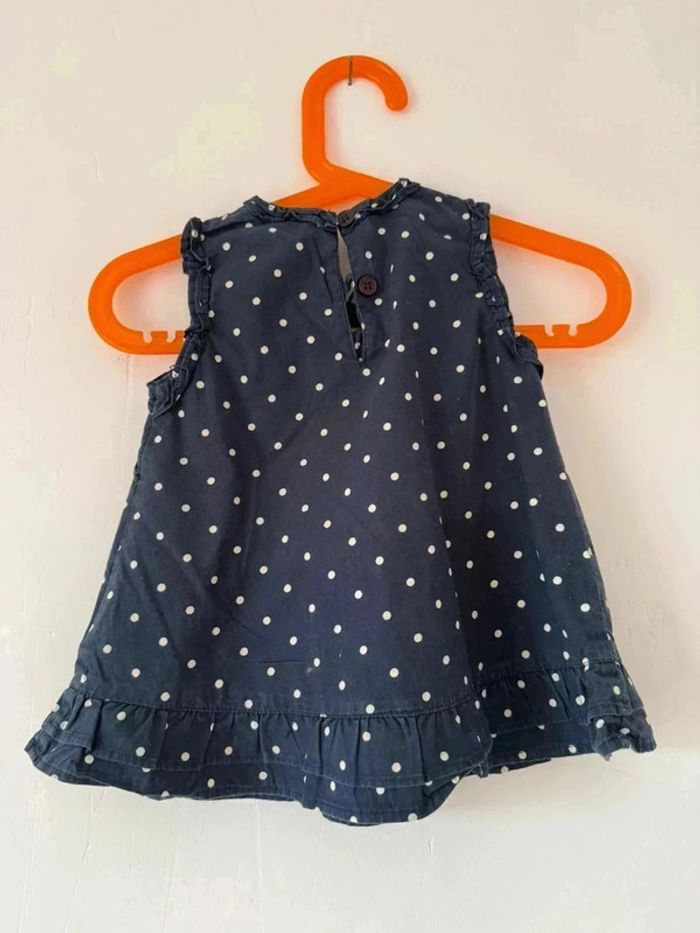 Robe chasuble Tric Trac à pois bleu marine 18 mois (Taille 80) - photo numéro 2
