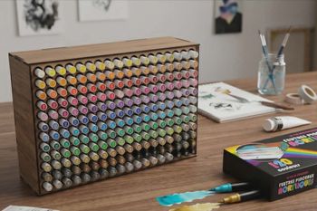 Porte-stylo en bois - coloriages Mystères - 240 feutres