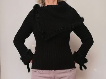 Pull noir 38/40 & fourrure 