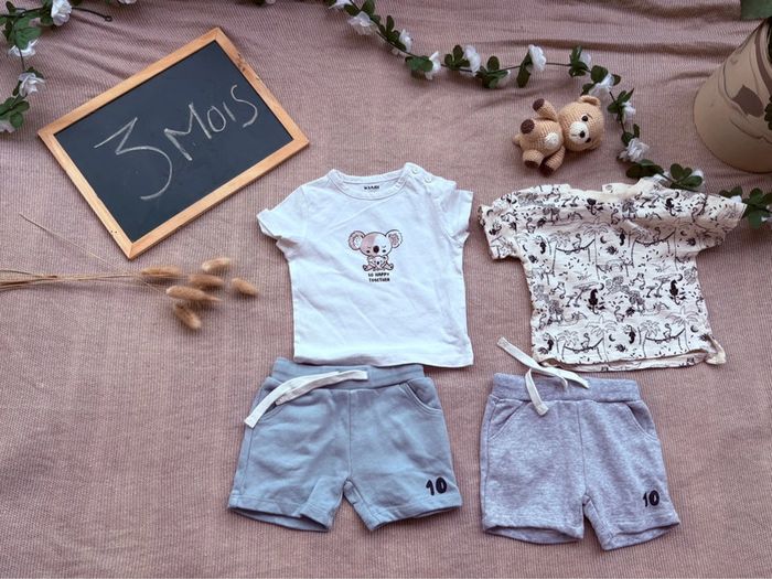 Lot de deux ensemble garçon 3 mois été ( short, tee shirt ) - photo numéro 2