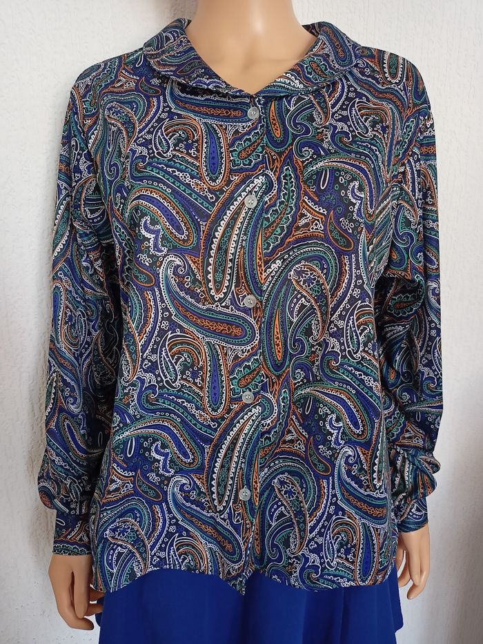 Blouse aux motifs paisley bleu T42 H*180 - photo numéro 3