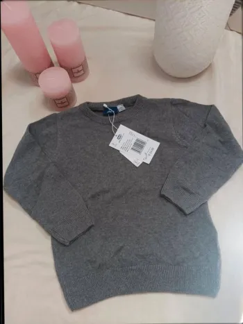 Pull col rond gris neuf Chicco garçon 4 ans
