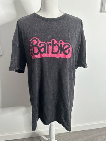 T-shirt oversize gris et rose Barbie TS 38/40