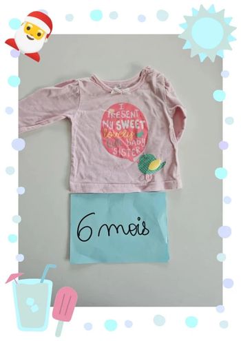 pull manche longue 6 mois rose imprimé oiseaux