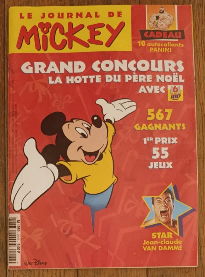 Rare ancien journal de Mickey avec 10 vignettes nintendo N°2216 de 1994 vintage - photo numéro 2