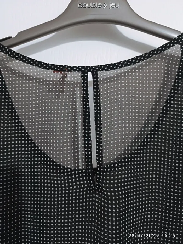 Blouse fluide transparente noir petit pois blanc - photo numéro 4
