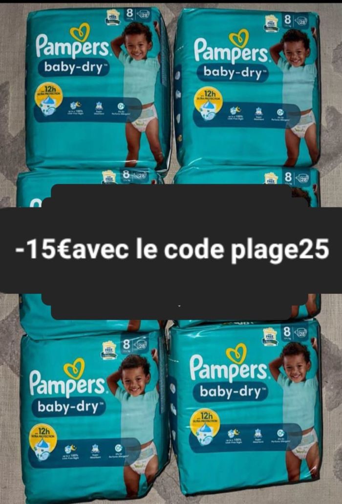 Six pack de couches Pampers taille 8 normal