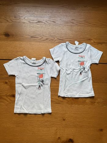 Lot de 2 T-shirts Blanc Nature & Planète Absorba 24 Mois / 2 Ans Très Bon État Réduction sur Lot