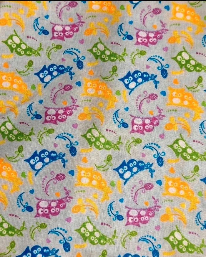 Lot 4 Coupons tissus coton imprimés Hibou - photo numéro 3