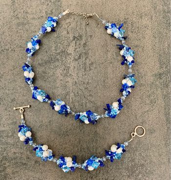 Ensemble collier (264)et bracelet en bleu lapis-lazuli