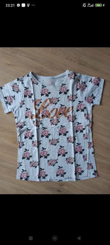 🌼 Article : t-shirt gris clair liberty roses love 10 ans