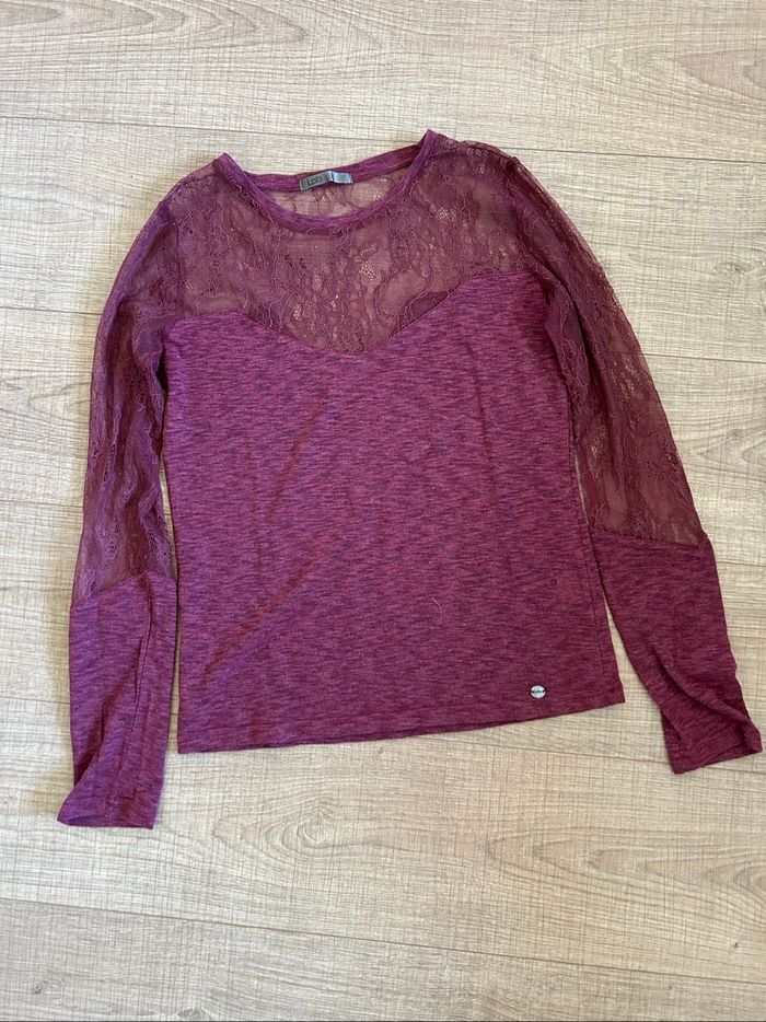 Haut bordeaux avec dentelle LPB Woman taille M bon état - photo numéro 7
