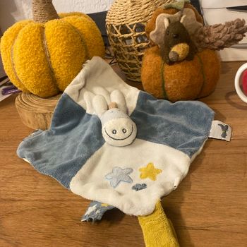 Doudou âne bleu plat