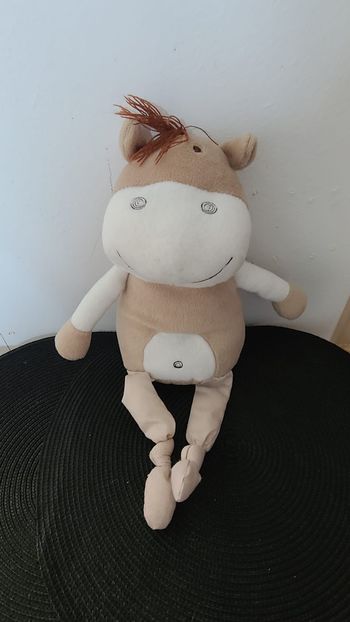 doudou cheval ane cocoon la redoute beige et blanc noeuds fils -