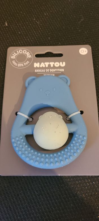 Anneau Dentition Maman Et Enfant Silicone - 15 cm - Bleu nattou