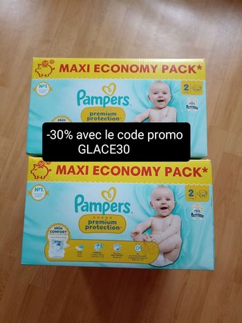 2 cartons de couches Pampers premium protection T2 taille 2