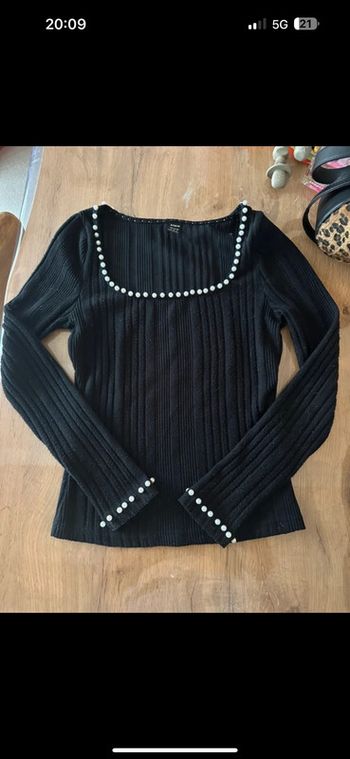 Haut noir à perles shein S