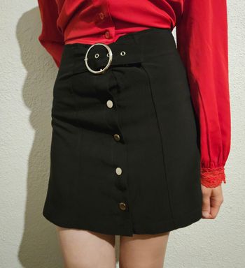 Mini-jupe noire Miskoo Paris – Taille S – Boutons pression
