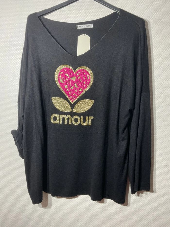 Pull « amour » femme taille unique (40-46)- just me- neuf avec étiquette