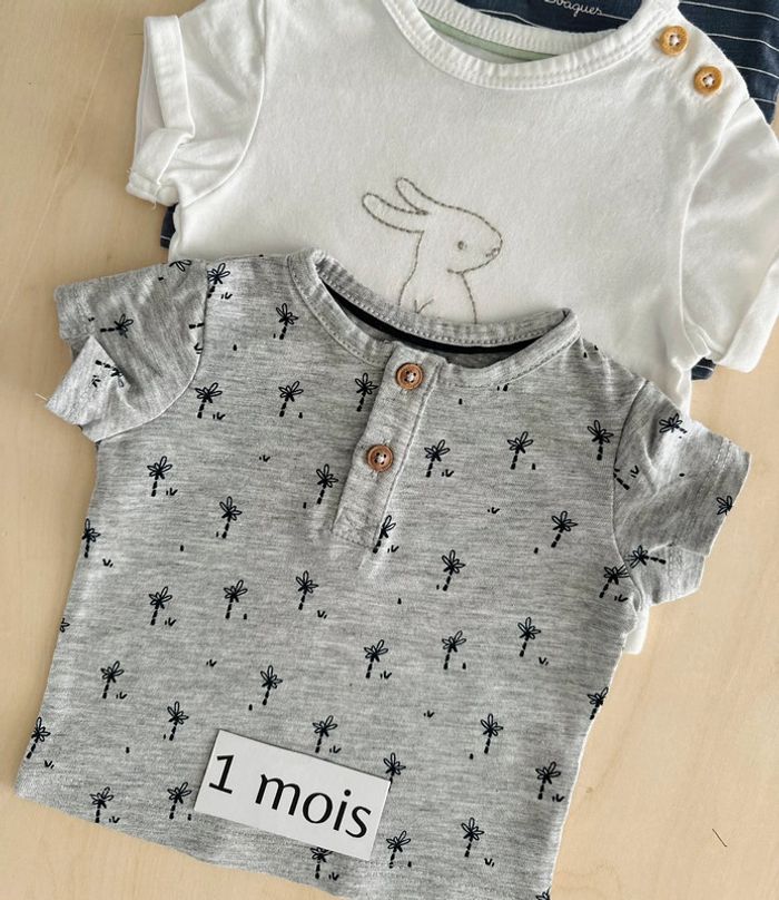 Lot de 3 t-shirt Kiabi 1 mois 52/55 cm - photo numéro 2
