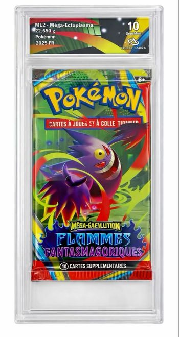 🔥 Booster Pokémon gradé GEM MINT 10 🔥 💎 Méga-Ectoplasma – Méga-Évolution – Flammes Fantasmagoriques (FR)