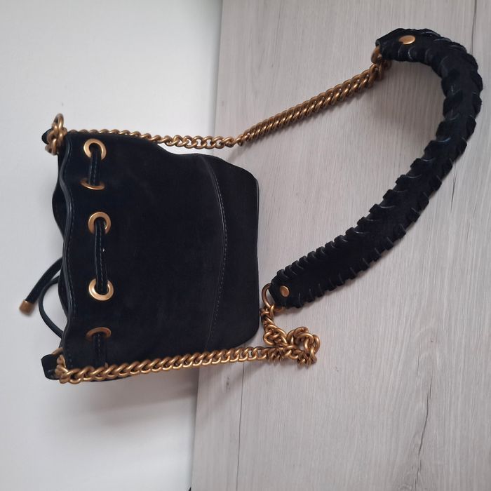 Sac seau noir Guess en simili velours – 100% vrai cuir - chaîne dorée - photo numéro 2